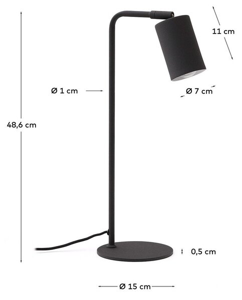 Čierna kovová stolová lampa (výška 49 cm) Manie – Kave Home