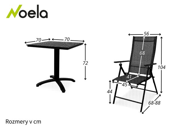 Noela Balkónový set Ristorante + 2x kovová stolička Pia