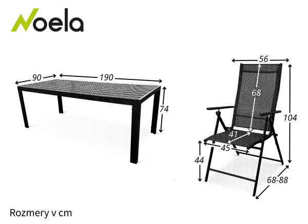 Noela Záhradný jedálenský set Viking XL 190cm + 8x kovová stolička Pia