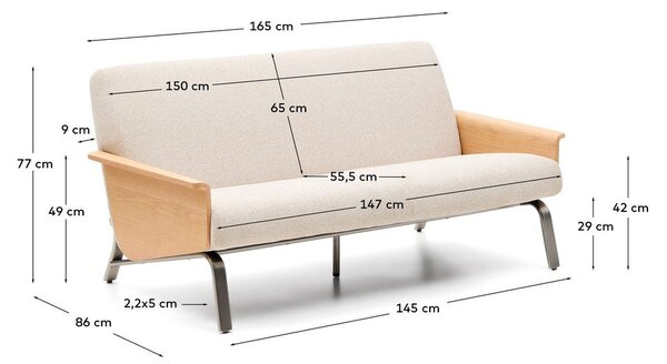 Béžová ženilková pohovka 165 cm Amsen – Kave Home