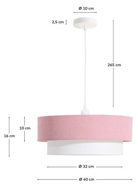 Biely/svetloružový detský luster s textilným tienidlom Bianella – Kave Home