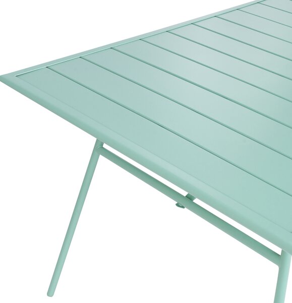 Záhradný jedálenský stôl mätová zelená pozinkované železo 160 x 90 cm práškovo lakovaný povrch moderný záhradný nábytok