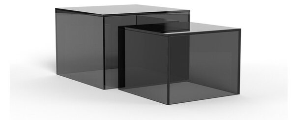 Sivé sklenené konferenčné stolíky v súprave 2 ks 50x50 cm Dice – Actona