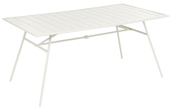 Záhradný jedálenský stôl svetlobéžový pozinkované železo 160 x 90 cm práškovo lakovaný povrch moderný záhradný nábytok
