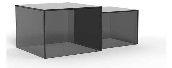 Sivé sklenené konferenčné stolíky v súprave 2 ks 50x50 cm Dice – Actona