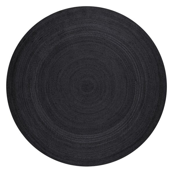 Čierny obojstranný/ručne tkaný jutový okrúhly koberec ø 200 cm Braided – Hanse Home