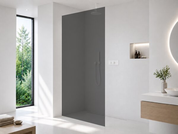 CERANO - Sprchová zástena Walk-in Crystal Ľ/P - 8 mm - bezvzperový systém - biela matná, grafitové sklo - 50x200 cm