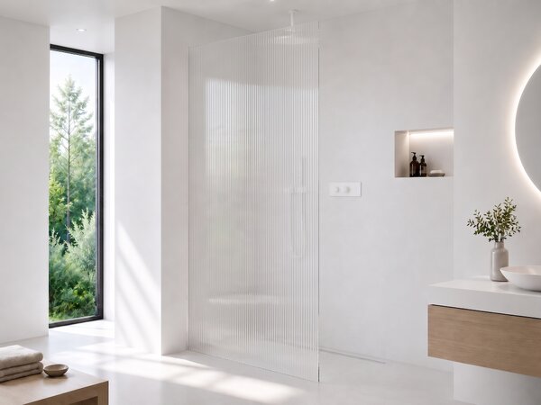 CERANO - Sprchová zástena Walk-in Crystal Ľ/P - 8 mm - bezvzperový systém - biela matná, ryhované sklo - 50x200 cm