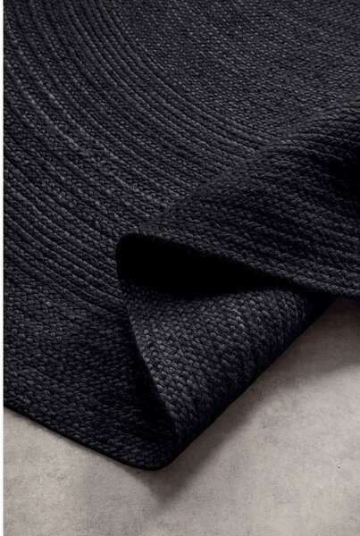 Čierny obojstranný/ručne tkaný jutový okrúhly koberec ø 200 cm Braided – Hanse Home