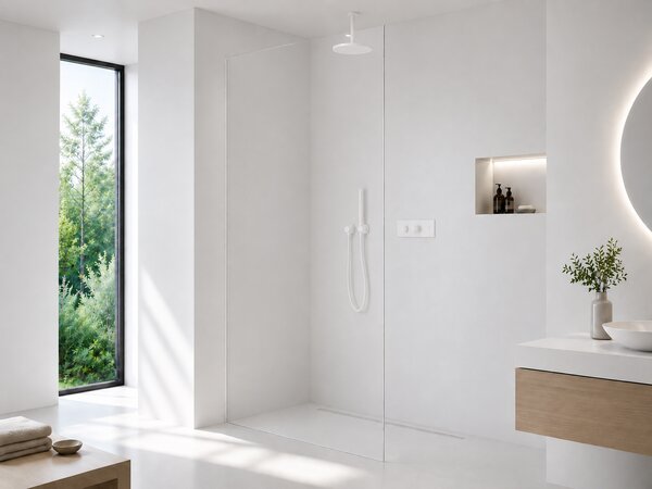 CERANO - Sprchová zástena Walk-in Crystal Ľ/P - 8 mm - bezvzperový systém - biela matná, transparentné sklo - 50x200 cm
