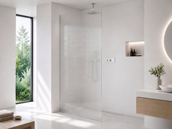 CERANO - Sprchová zástena Walk-in Crystal Ľ/P - 8 mm - bezvzperový systém - chróm, ryhované sklo - 50x200 cm