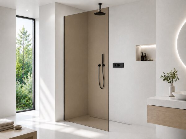 CERANO - Sprchová zástena Walk-in Crystal Ľ/P - 8 mm - bezvzperový systém - čierna matná, bronzové sklo - 50x200 cm