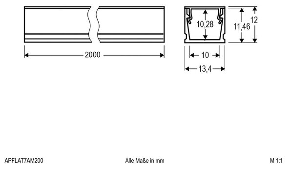 EVN APFLAT7 hliníkový profil 200cm U-profil hliník
