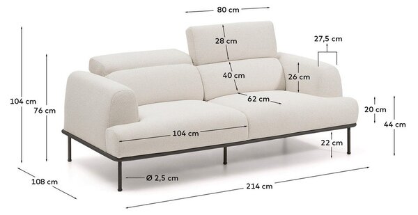 Béžová ženilková polohovacia pohovka 214 cm Aurum – Kave Home