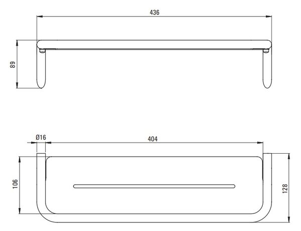 Deante Silia, nástenná polička 436x124x89 mm, zlatá matná, DEA-ADI_R511