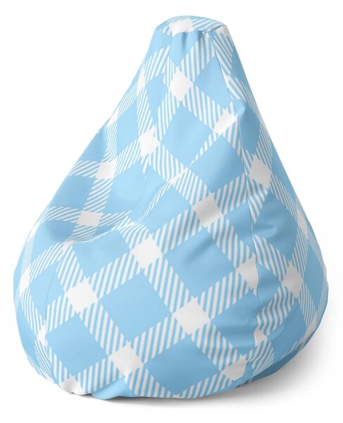 Sablio Sedací vak Pear Modro-biele štvorce - 70 x 95 x 15 cm