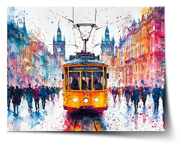 Sablio Plagát Žltá električka Paint - 60x40 cm