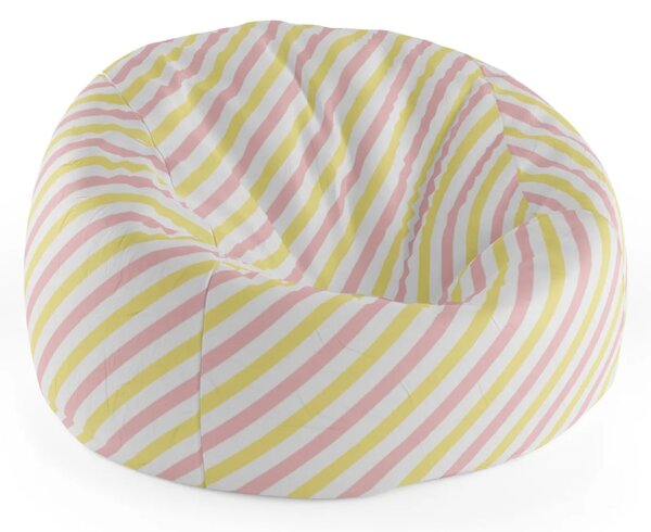 Sablio Sedací vak Cocoon Ružové a žlté pruhy - 75 x 45 x 35 cm