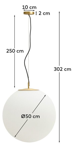 Biele/v zlatej farbe kovové závesné svietidlo so skleneným tienidlom ø 50 cm Brisia – Kave Home
