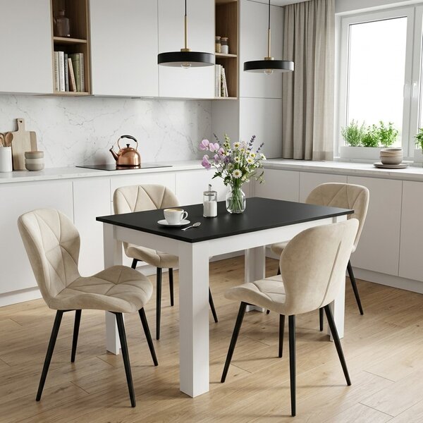 Set 2 stoličiek MANGO - svetlobéžový zamat / čierne nohy