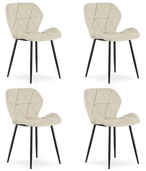 Set 4 zamatových MANGO - svetlobéžový zamat / čierne nohy