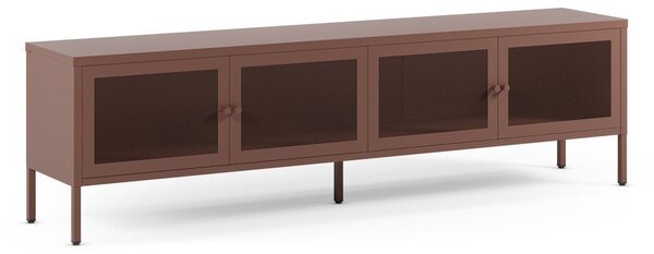Vínovočervený kovový TV stolík 160x50x35 cm Fayna – Marckeric