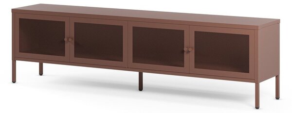 Vínovočervený kovový TV stolík 160x50x35 cm Fayna – Marckeric