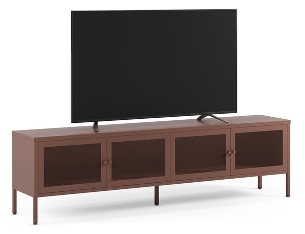 Vínovočervený kovový TV stolík 160x50x35 cm Fayna – Marckeric