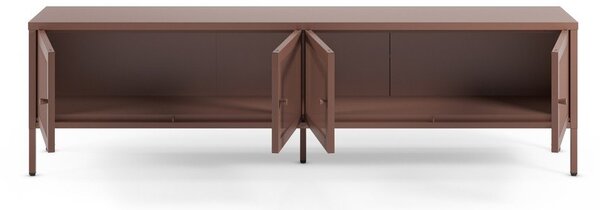 Vínovočervený kovový TV stolík 160x50x35 cm Fayna – Marckeric