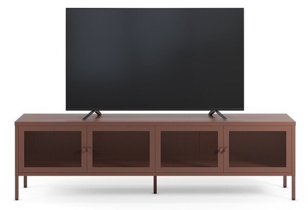 Vínovočervený kovový TV stolík 160x50x35 cm Fayna – Marckeric