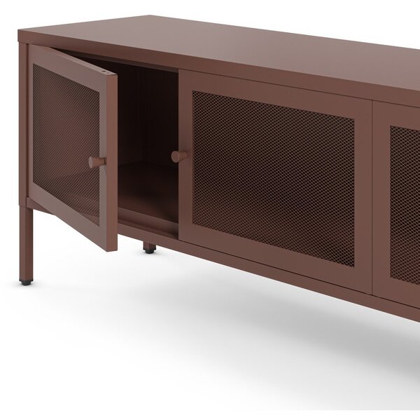 Vínovočervený kovový TV stolík 160x50x35 cm Fayna – Marckeric