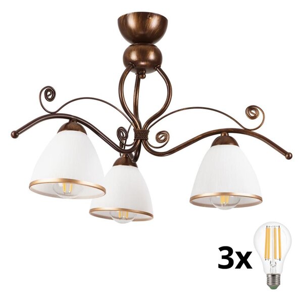 Brilagi - LED Prisadený luster ANTICO 3xE27/60W/230V bronz patina
