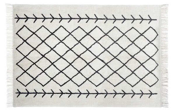 Čiernobiely bavlnený koberec so vzorom DELFT 120 x 170 cm