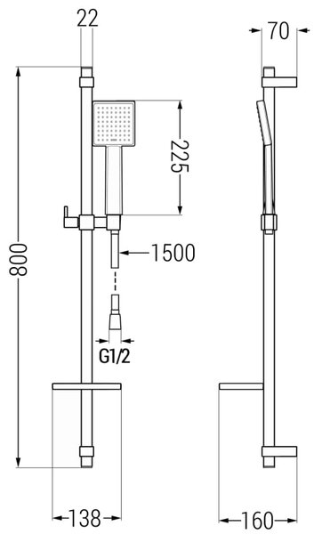 Mexen DQ45 posuvná sprchová súprava, chróm - 785454581-00