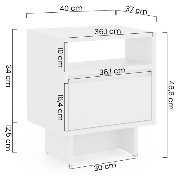 Nočná skrinka Zolia 40 cm so zásuvkou na sokli - kasmír