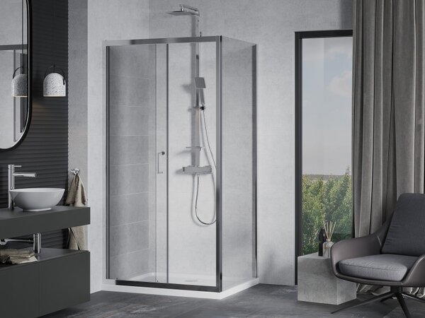 Mexen Apia posuvná sprchová kabína 120 x 90 cm, transparentná, chróm + vanička Flat - 840-120-090-01-00-4010