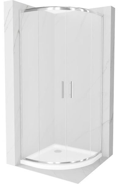 Mexen Rio sprchový kút polkruhový 80 x 80 cm, mráz, chróm + vanička Flat, biely - 863-080-080-01-30-4110