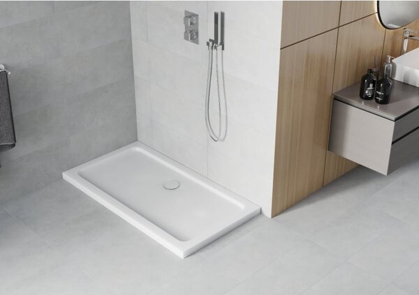 Mexen Flat obdĺžniková vanička slim 120 x 70 cm, biela, sifón chróm - 40107012