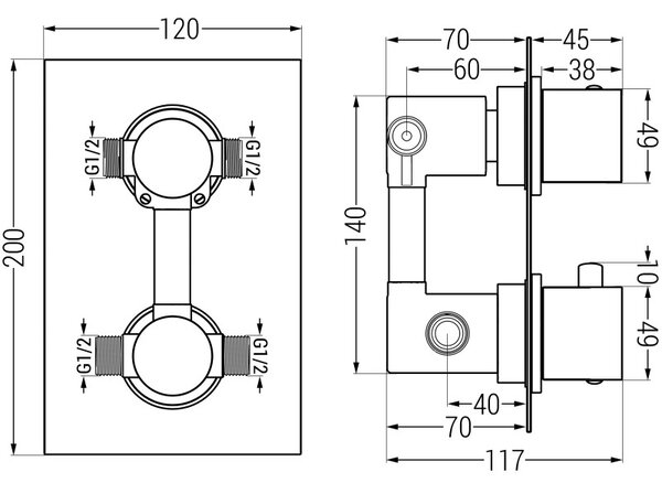 Mexen Cube DR02 podomietková sprchová sada s dažďovou sprchou 30 cm, chróm - 77502DR0230-00