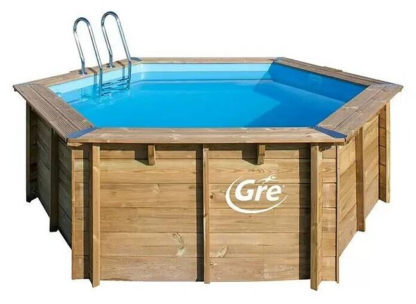 Nadzemný kruhový bazén GRE Vanilla 2 / 400 x 119 cm / 8000 l / set s pieskovou filtráciou 4m3/h / drevený obklad / hnedý