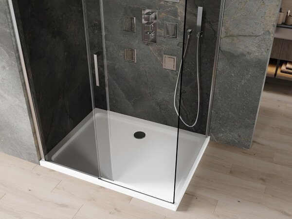 Mexen Omega posuvná sprchová kabína 100 x 90 cm, grafitová, chróm + Flat vanička, biela - 825-100-090-01-40-4010
