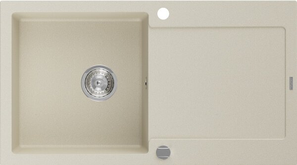 Mexen Leo granitový drez 1-komorový s odkvapkávačom 900 x 500 mm, béžový, sifón chróm - 6501901010-69