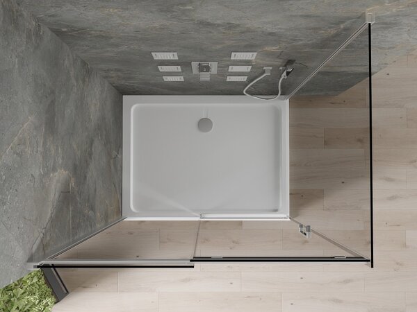 Mexen Omega posuvná sprchová kabína 100 x 90 cm, grafitová, chróm + Flat vanička, biela - 825-100-090-01-40-4010