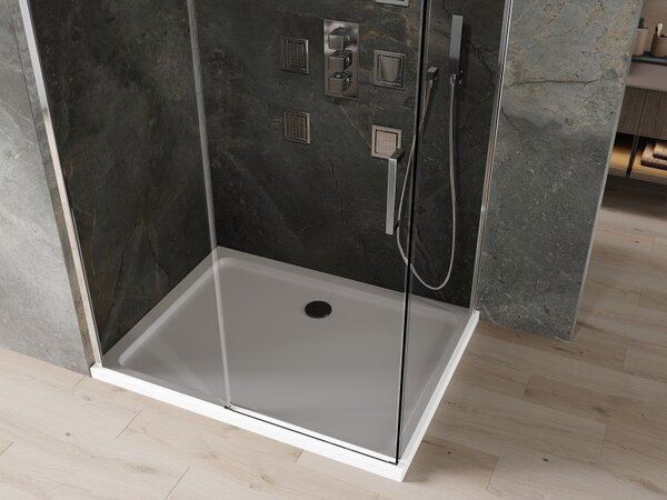 Mexen Omega posuvná sprchová kabína 100 x 90 cm, grafitová, chróm + Flat vanička, biela - 825-100-090-01-40-4010