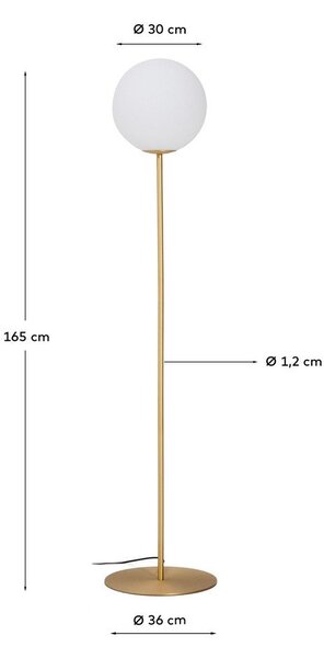 Biela/v zlatej farbe stojacia lampa so skleneným tienidlom (výška 165 cm) Brisia – Kave Home