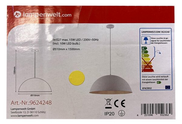Lampenwelt Lampenwelt - LED Luster na lanku 1xE27/10W/230V LW1440 + záruka 3 roky zadarmo
