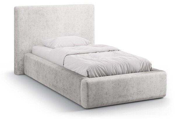 Svetlosivá čalúnená jednolôžková posteľ s úložným priestorom s roštom 90x200 cm Amy – Micadoni
