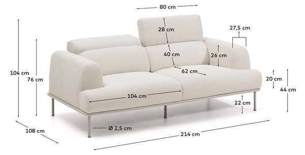 Béžová ženilková polohovacia pohovka 214 cm Aurum – Kave Home