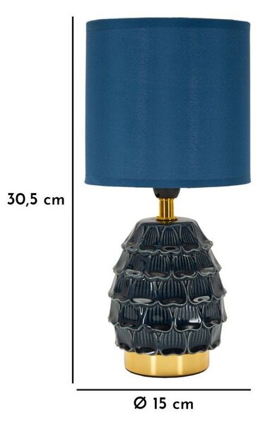 Modrá keramická stolová lampa s textilným tienidlom (výška 30,5 cm) Pigny – Mauro Ferretti