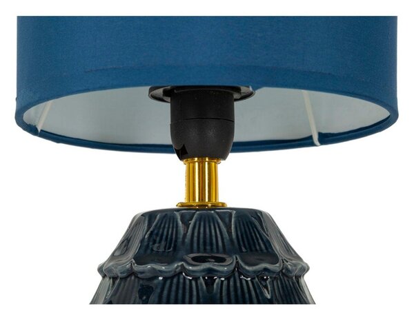 Modrá keramická stolová lampa s textilným tienidlom (výška 30,5 cm) Pigny – Mauro Ferretti